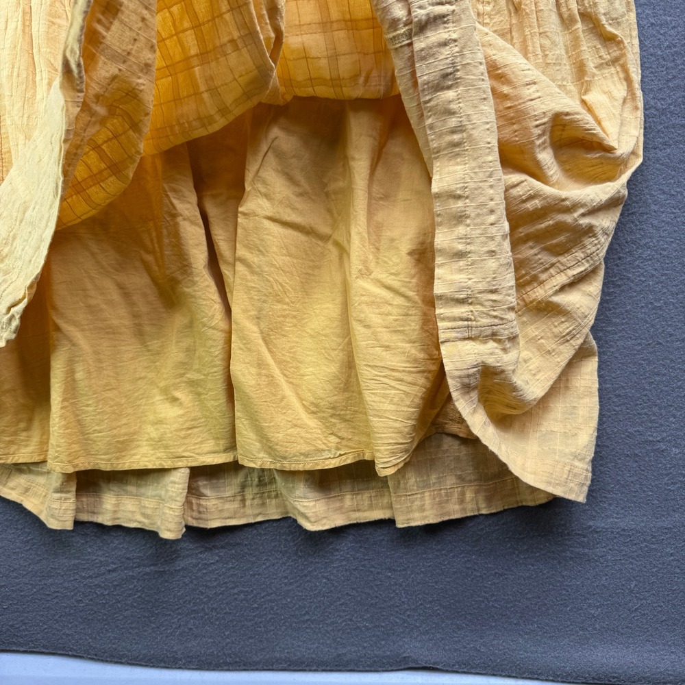 GAP V-Neck Tiered Midi Dress Women Medium French Almond Yellow Cotton Sleeveless - Picture 10 of 11